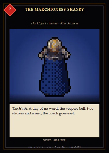 Card 7 of 16: The Marchioness Shaxby