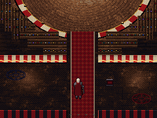 The big top: the ring, the stands and the red carpet in.